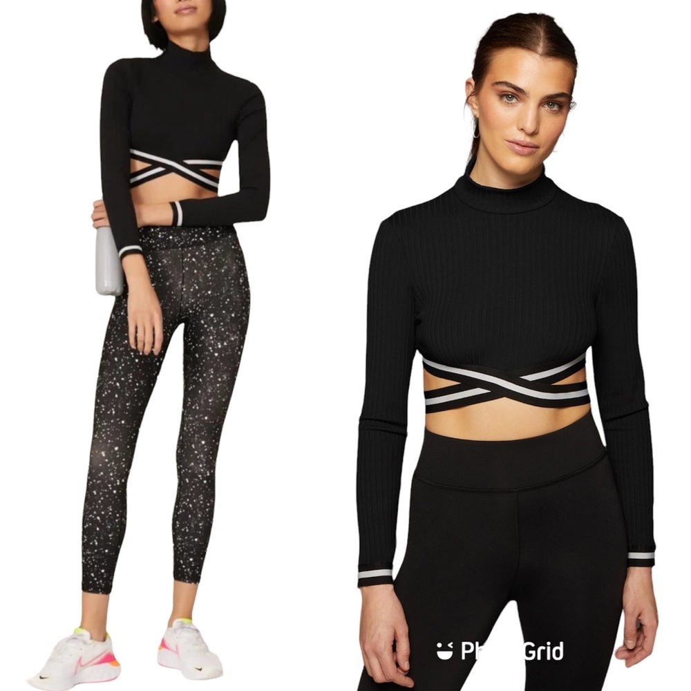MICHI Cutout Crop Top APEX RIBBED LONG SLEEVE